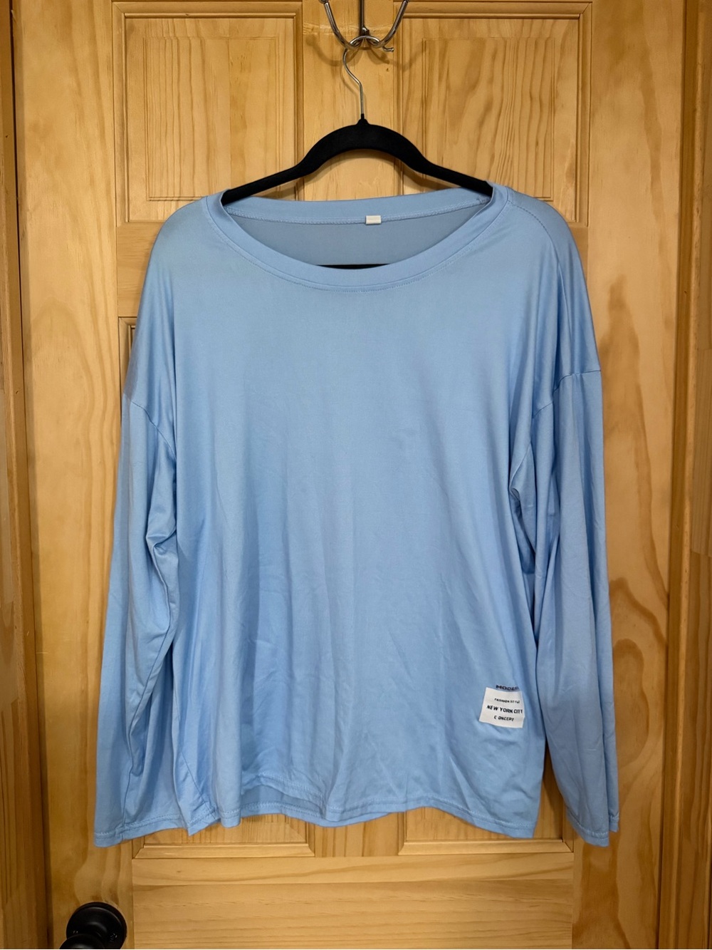 Light Blue Long-Sleeve Crewneck Top - Women's Relaxed Fit